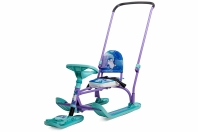 Twiny (TW2+) со спинкой и толкателем (Упак 1 шт) (Цвет рамы: Сиреневый (TW2+/П с пингвинятами); Цвет пласт.: Мятный)