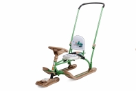 Twiny (TW2+) со спинкой и толкателем (Упак 1 шт) (Цвет рамы: Зеленый (TW2+/Ж с жирафиком); Цвет пласт.: Бежевый)