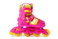 Wing ролики (пласт. рама) (30-33; Колесо: 64 мм; Цвет: Розовый / Желтый  (УТ-00018622))