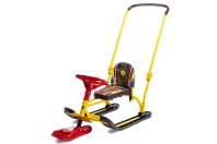 Twiny (TW2+) со спинкой и толкателем (Упак 1 шт) (Цвет рамы: Желтый (TW2+/S принт сидение в спортивном стиле); Цвет пласт.: Черный / Красный)